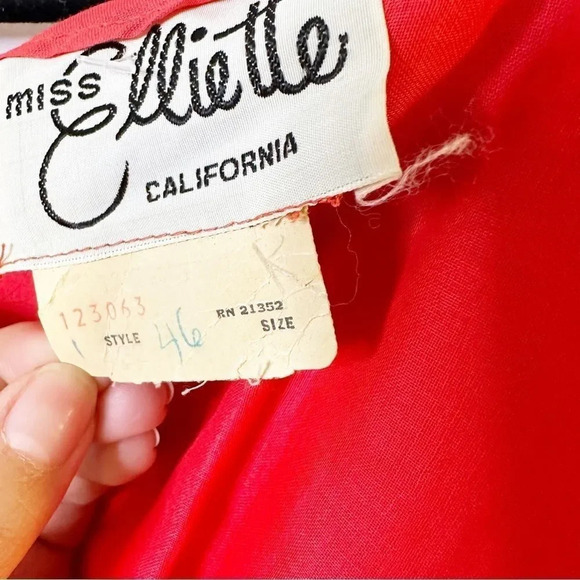 MISS ELLIETTE Vintage 50s/60s Red Boatneck Knee Length‎ Dress - Picture 3 of 5
